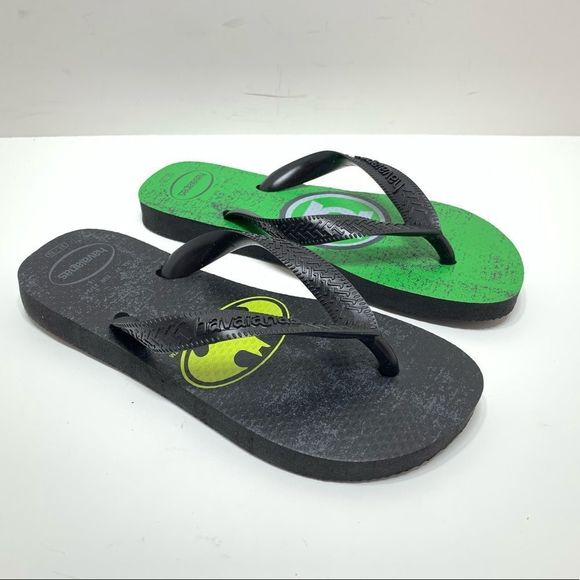 Havaianas Kids Black Green DC Comics Batman Green Lantern Flip Flop Sz 2Y - Picture 1 of 4